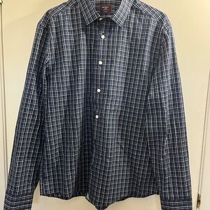 UNTUCKit Navy and White Plaid Button-Down Shirt